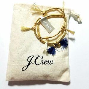 J Crew Gold Tone Tassel Bracelet Gold And Blue